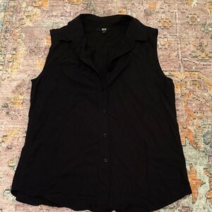 Uniqlo Black Sleeveless Button Down Shirt
